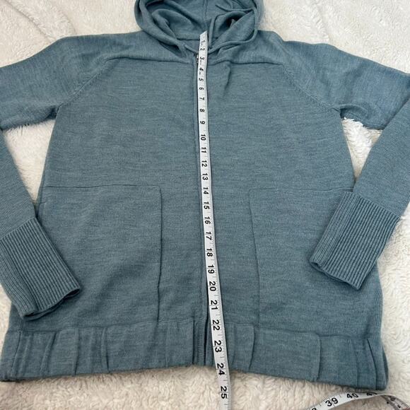 Lululemon Women's Wool Blend Hoodie Zip Light Blue Sweater Size 10 - Picture 4 of 7